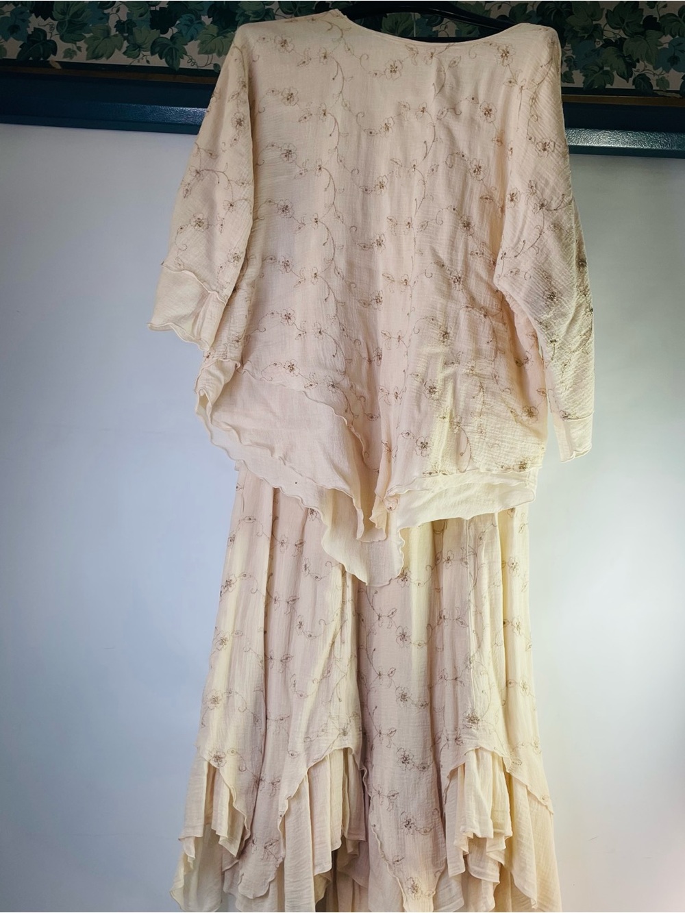 Color Me Cotton Tiered Maxi Top & Skirt with Ruffled Hem 2 piece Boho Fairycore - Picture 10 of 16